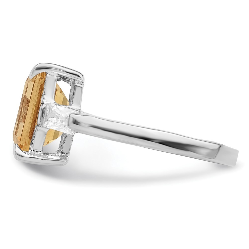 925 Sterling Silver Rhodium Citrine (November Birthstone) ring Size 7 - Picture 4 of 6